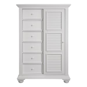 Bowery Hill Coastal Eggshell White Finish Wood Gentleman's Chest