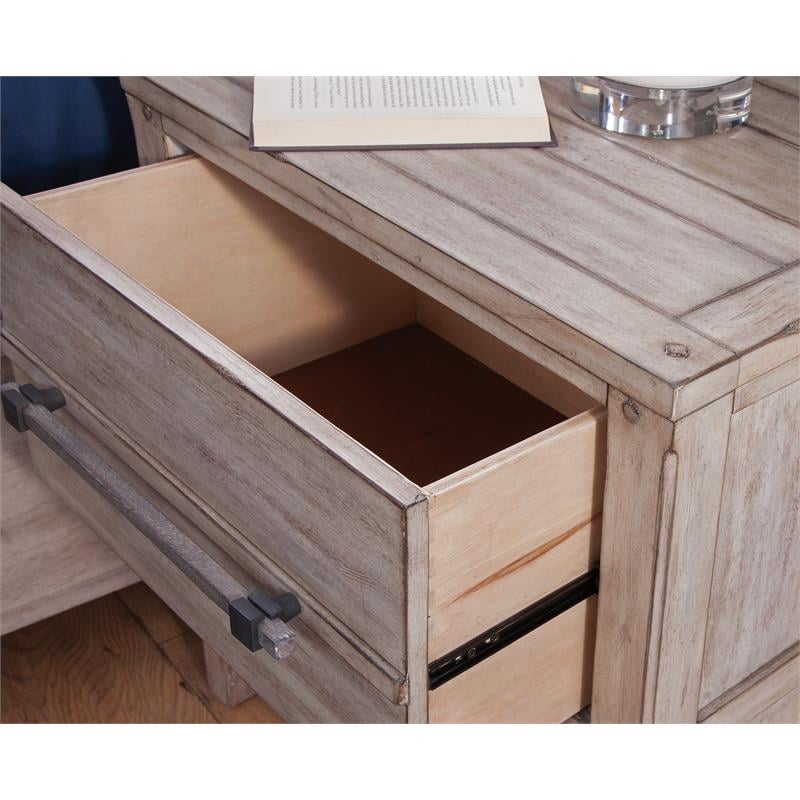 Bowery Hill Modern Farmhouse White-washed Wood Two Drawer Nightstand