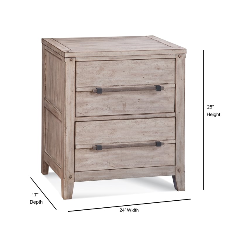 Bowery Hill Modern Farmhouse White-washed Wood Two Drawer Nightstand