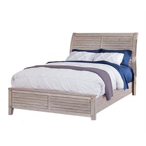 Bowery Hill Modern Farmhouse White-washed Wood Queen Sleigh Bed