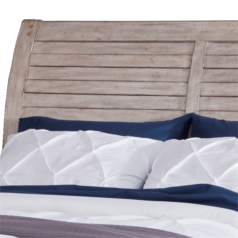 Bowery Hill Modern Farmhouse White-washed Wood Queen Sleigh Bed