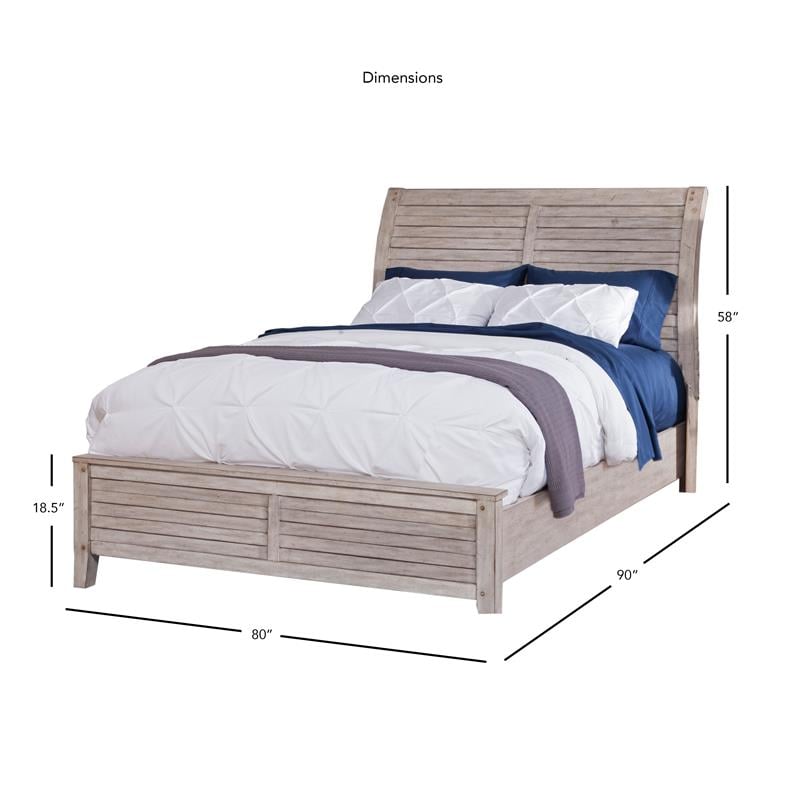 Bowery Hill Modern Farmhouse White-washed Wood King Sleigh Bed