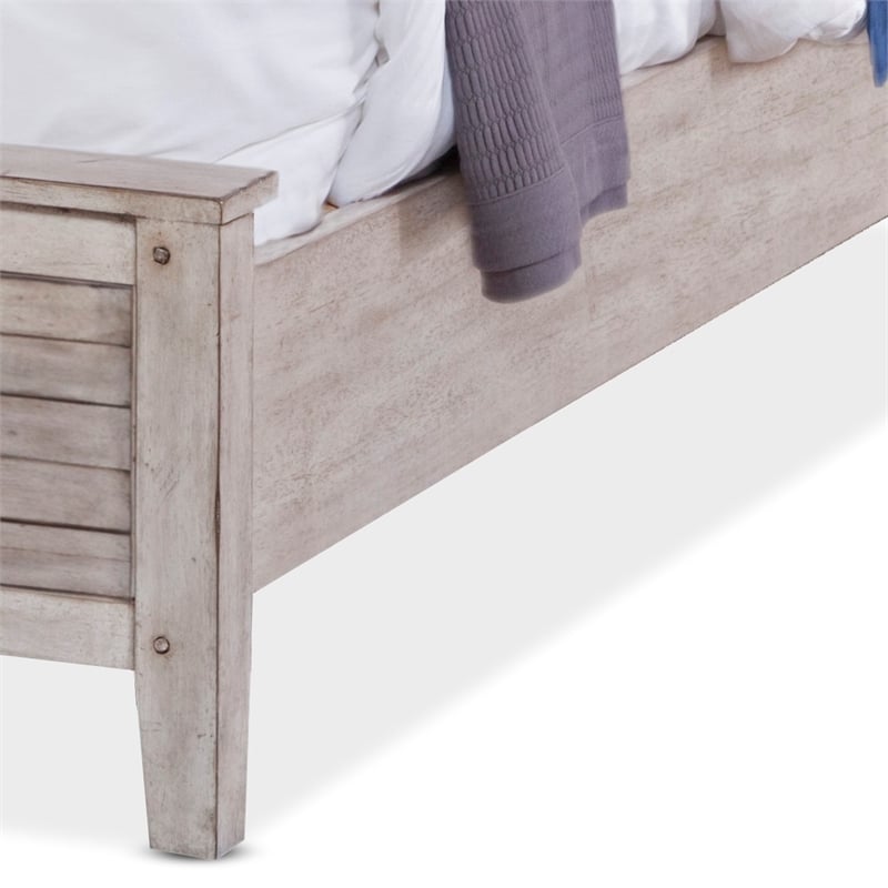 Bowery Hill Modern Farmhouse White-washed Wood King Sleigh Bed