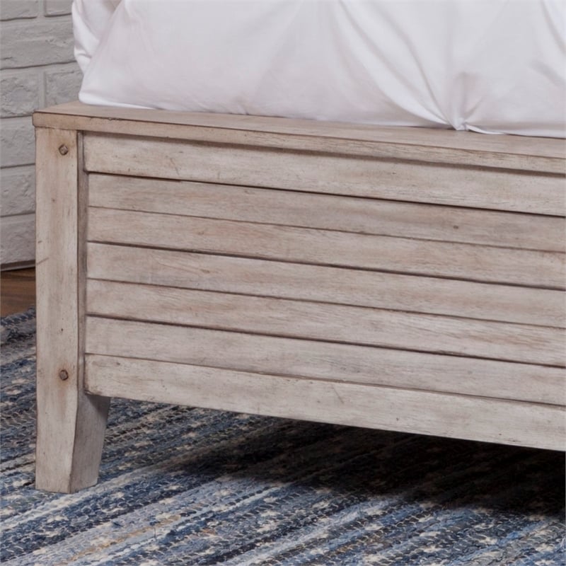 Bowery Hill Modern Farmhouse White-washed Wood King Sleigh Bed