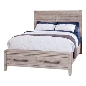 Bowery Hill Modern Farmhouse White-washed Wood Queen Panel Bed with Storage