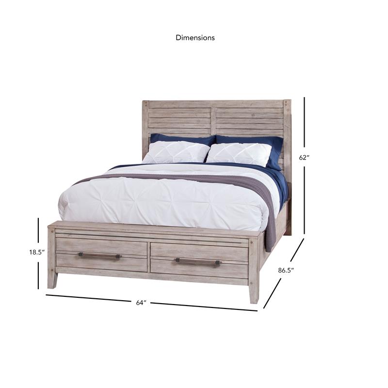 Bowery Hill Modern Farmhouse White-washed Wood Queen Panel Bed with Storage