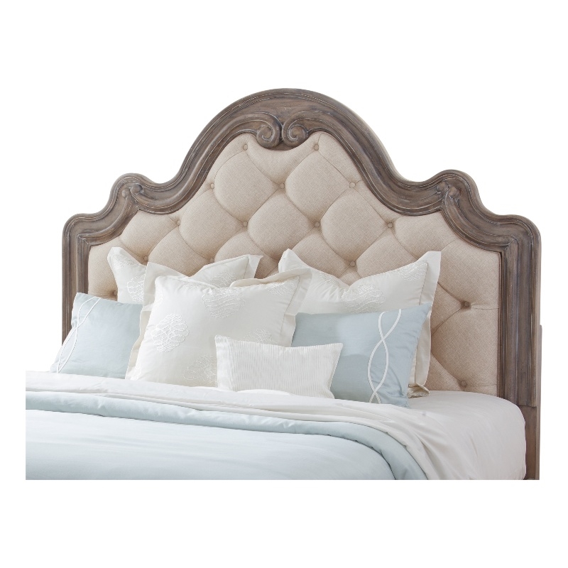 Bowery Hill Traditional Queen Tufted Gray Upholstered Wood Headboard