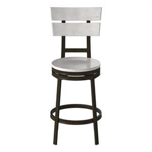Bowery Hill Transitional Distressed White Metal Swivel Counter Barstool