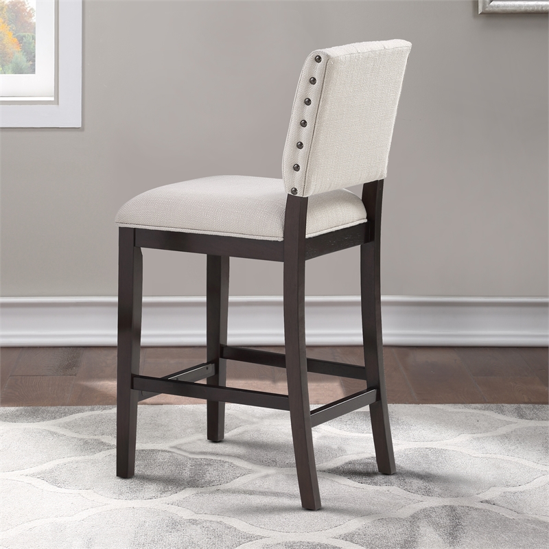 Bowery Hill Transitional Walnut Stationary Wood Counter 26-inch Barstool