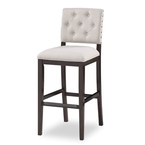 Bowery Hill Transitional Walnut Solid Wood Stationary 30-inch Barstool