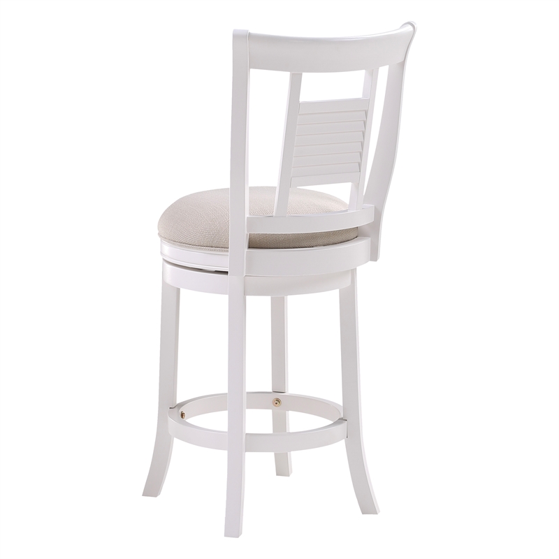 Bowery Hill White Solid Wood 360-degree Swivel Counter Bar Stool