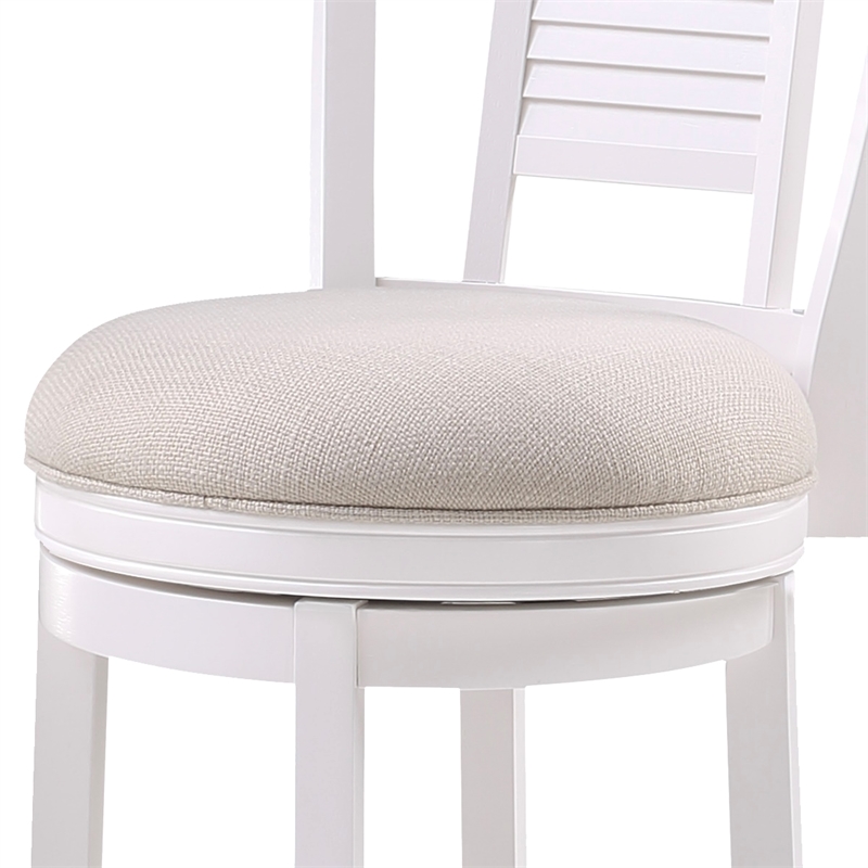 Bowery Hill White Solid Wood 360-degree Swivel Counter Bar Stool