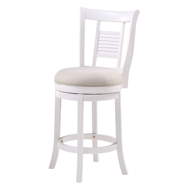 Bowery Hill White Solid Wood 360-degree Swivel Counter Bar Stool
