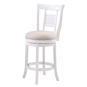 Bowery Hill White Solid Wood 360-degree Swivel Counter Bar Stool
