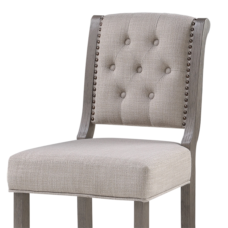 Bowery Hill Transitional Gray Solid Wood Stationary 30-inch Bar Stool