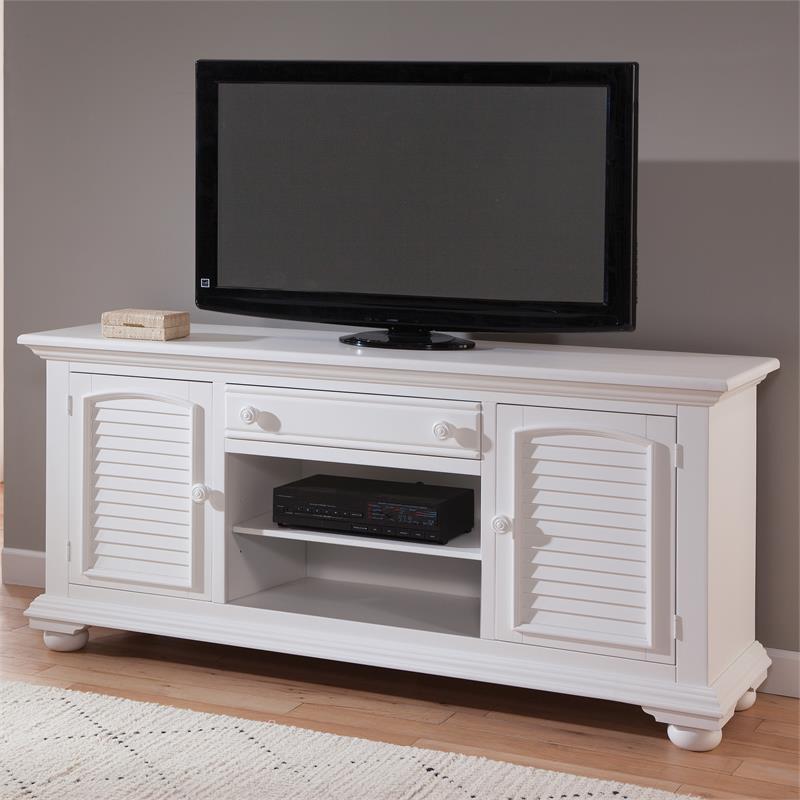 Bowery Hill Traditional Eggshell White 72-inch Wood TV Console
