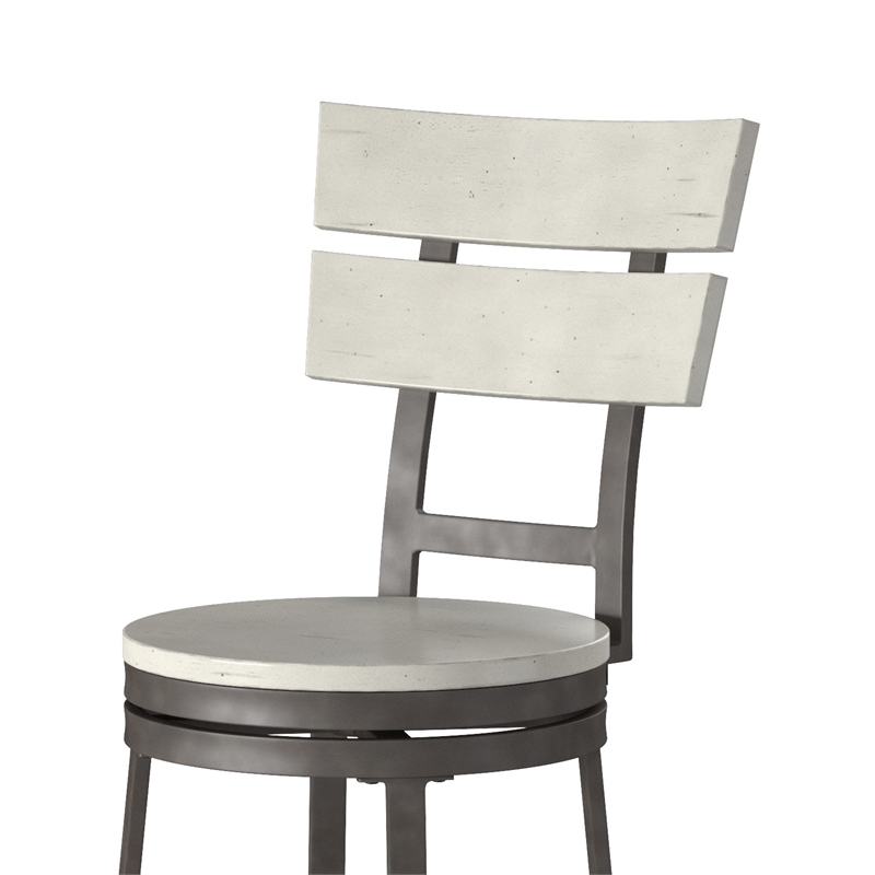 Bowery Hill Contemporary Distressed White Metal Swivel 30-inch Bar Stool