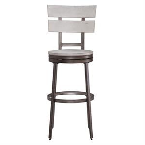 Bowery Hill Contemporary Distressed White Metal Swivel 30-inch Bar Stool