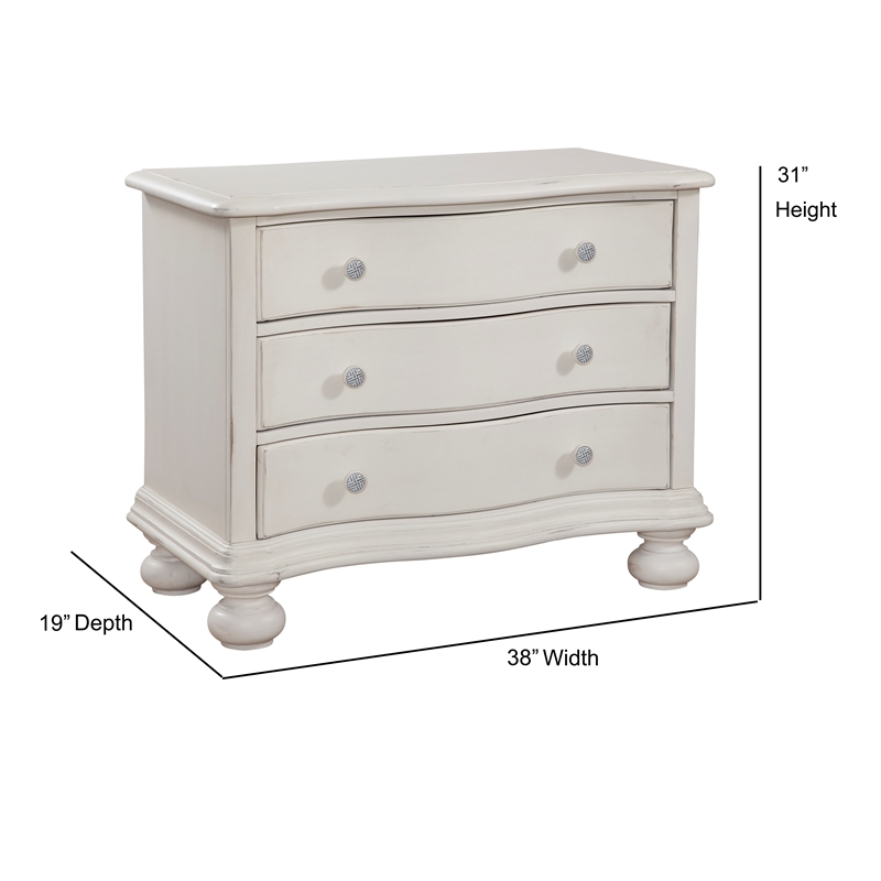 Bowery Hill Modern Farmhouse Dove White 3-drawer Wood Bachelor Chest