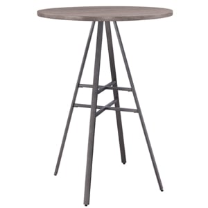 Bowery Hill Transitional Gray Metal and Wood 42&quot High Round Pub Table