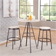 Bowery Hill 3-Piece Gray Metal Pub Height Table Set with Backless Swivel Stools