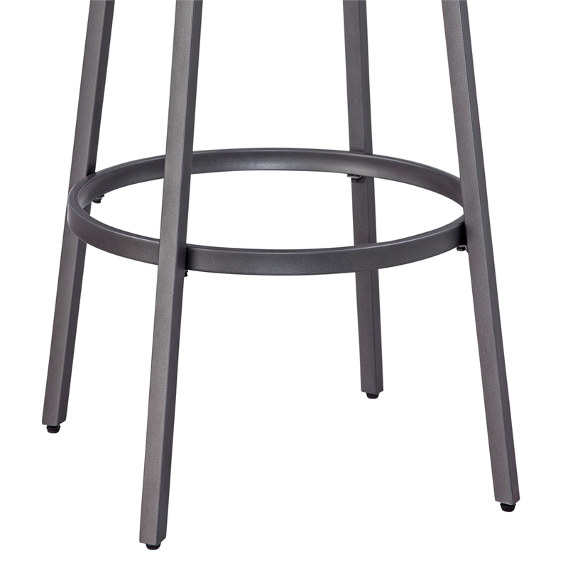 Bowery Hill Traditional Gray Metal and Wood Backless Bar Stool