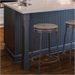 Bowery Hill Traditional Gray Metal and Wood Backless Bar Stool