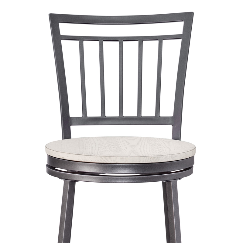 Bowery Hill Transitional Gray Metal Swivel 25-inch Seat Height Bar Stool