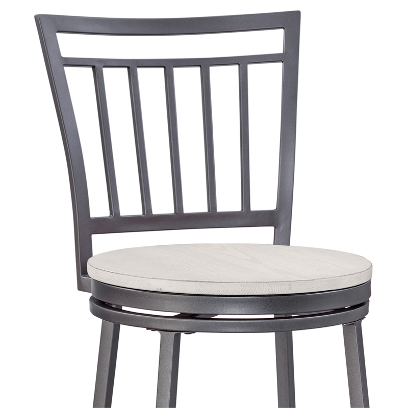 Bowery Hill Transitional Gray Metal Swivel 25-inch Seat Height Bar Stool