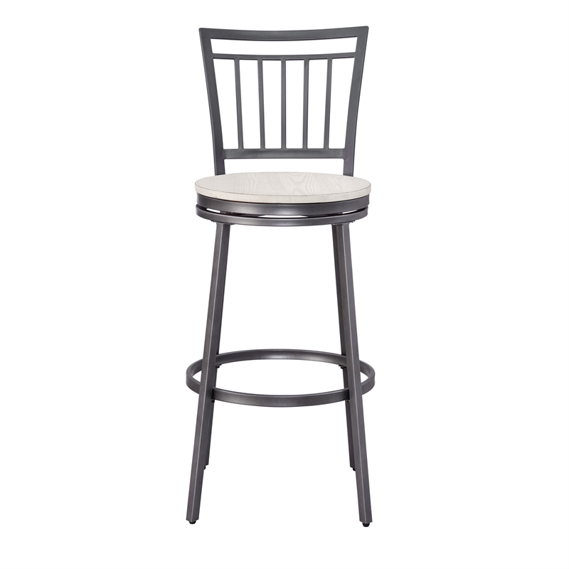 Bowery Hill Transitional Gray Metal Swivel 25-inch Seat Height Bar Stool