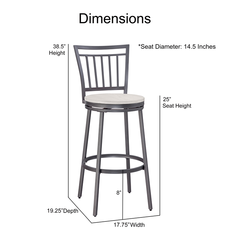 Bowery Hill Transitional Gray Metal Swivel 25-inch Seat Height Bar Stool