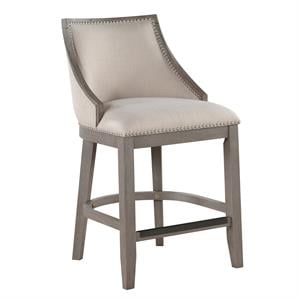 Bowery Hill Transitional 26&quot Solid Wood Counter Stool in Driftwood Gray