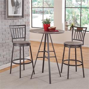 Bowery Hill 3-piece Driftwood and Metal Pub Height Table Set