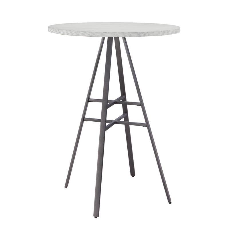 Bowery Hill 3-piece White-wash and Metal Pub Height Table Set