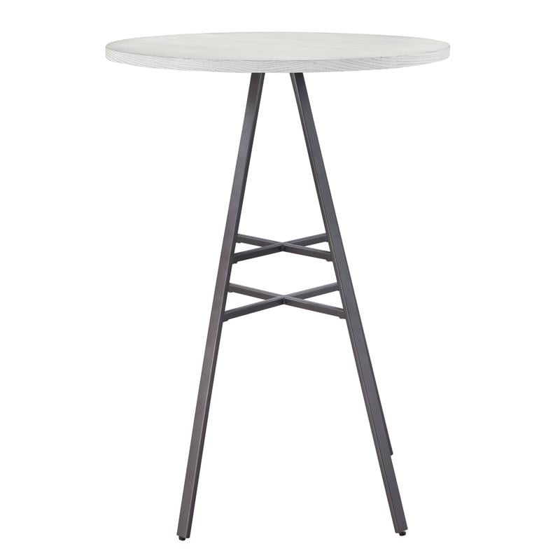 Bowery Hill 3-piece White-wash and Metal Pub Height Table Set