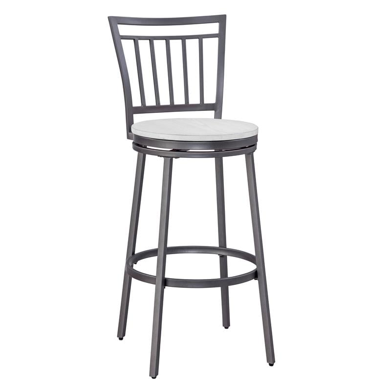 Bowery Hill 3-piece White-wash and Metal Pub Height Table Set