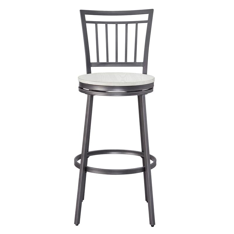Bowery Hill 3-piece White-wash and Metal Pub Height Table Set