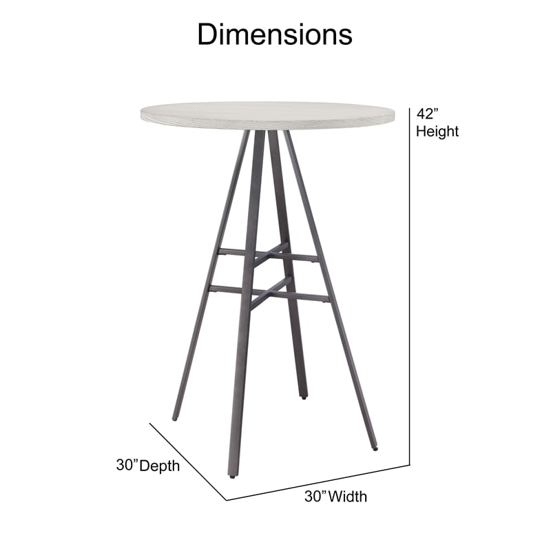 Bowery Hill 3-piece White-wash and Metal Pub Height Table Set