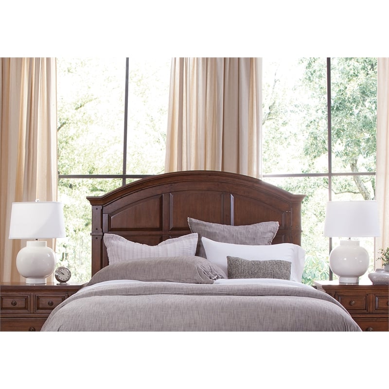 Bowery Hill Modern Farmhouse Cinnamon Cherry Queen Wood Panel Headboard
