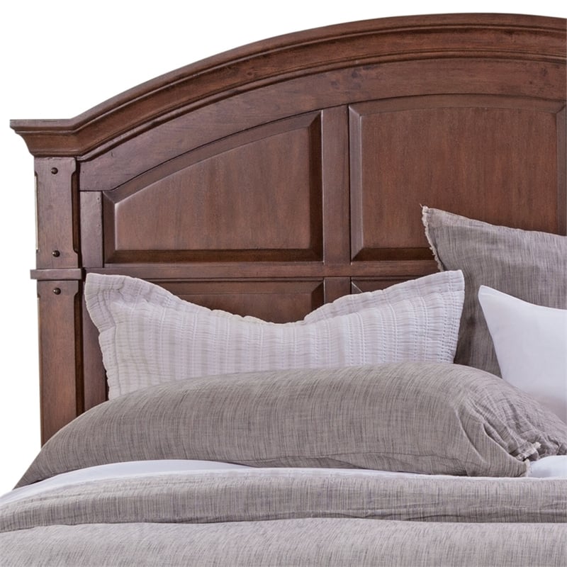 Bowery Hill Modern Farmhouse Cinnamon Cherry Queen Wood Panel Headboard