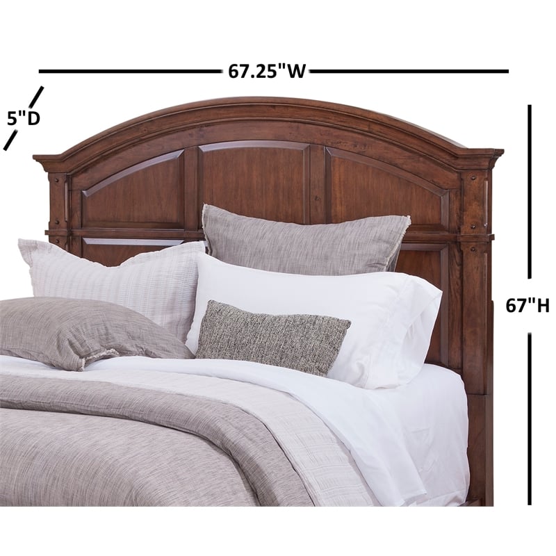 Bowery Hill Modern Farmhouse Cinnamon Cherry Queen Wood Panel Headboard