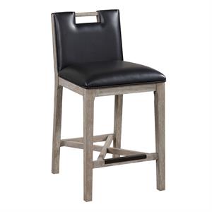 Bowery Hill Solid Wood with Black Bonded Leather Counter Stool