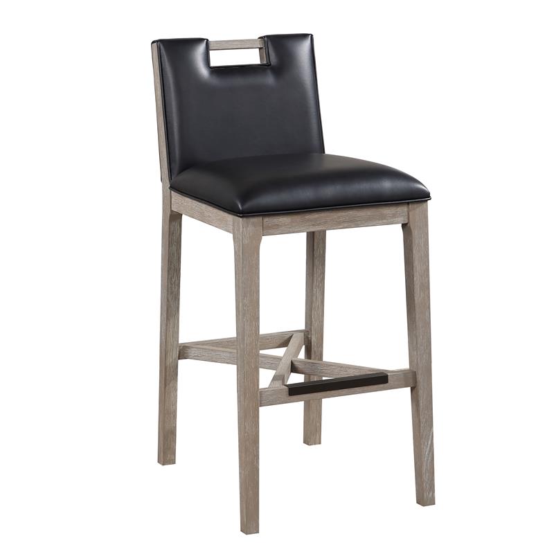 Bowery Hill Modern Solid Wood with Black Bonded Leather Bar Stool