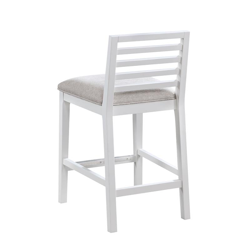 Bowery Hill Modern Farmhouse White Solid Wood with Gray Fabric Counter Stool
