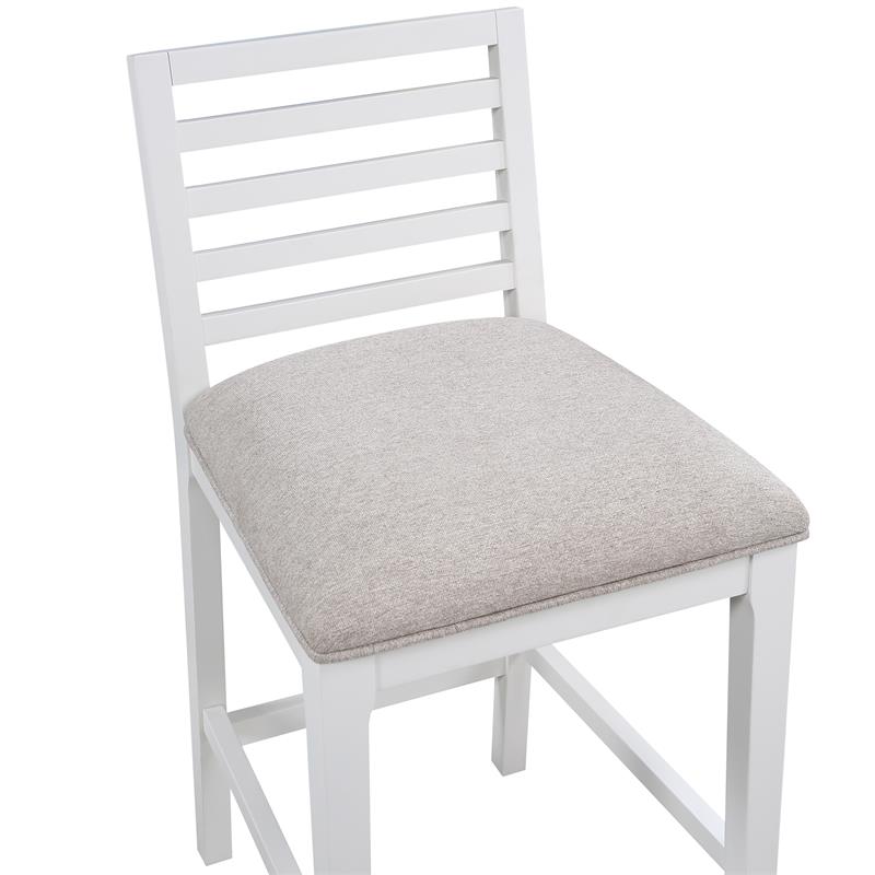 Bowery Hill Modern Farmhouse White Solid Wood with Gray Fabric Counter Stool