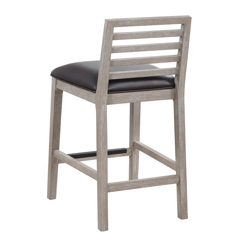 Bowery Hill Gray Wood with Brown Bonded Leather Counter Stool