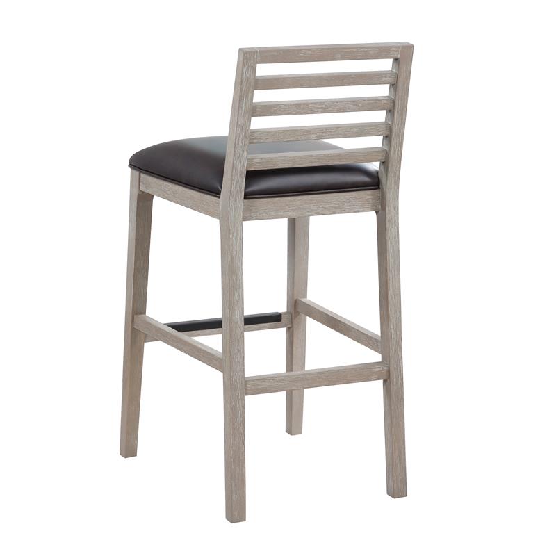 Bowery Hill Solid Wood Gray with Brown Bonded Leather Bar Stool