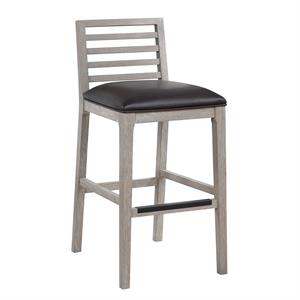 Bowery Hill Solid Wood Gray with Brown Bonded Leather Bar Stool