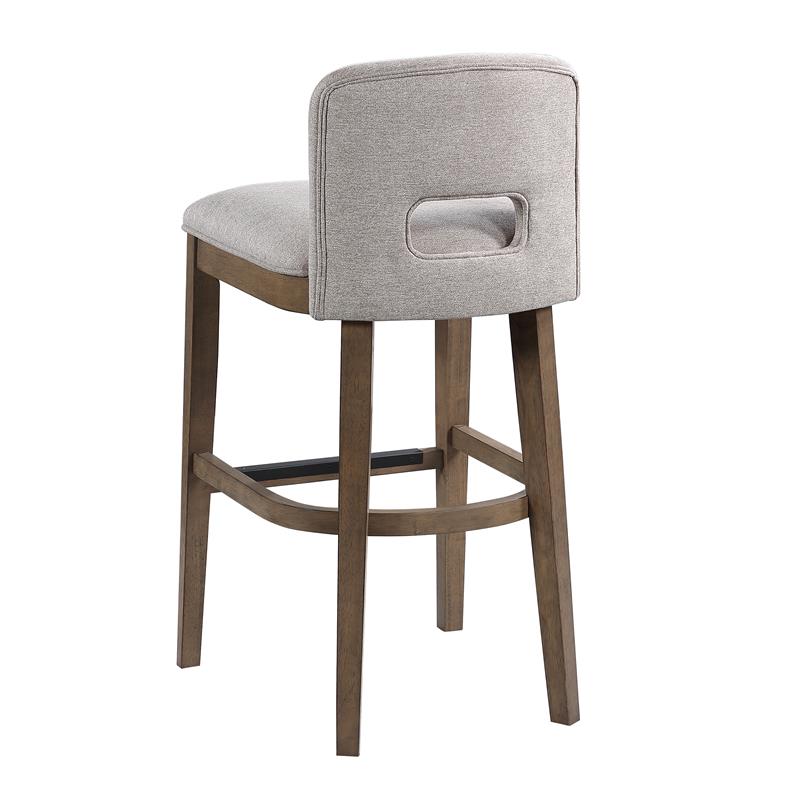 Bowery Hill Bistro Solid Wood Brown and White Fabric Bar Stool