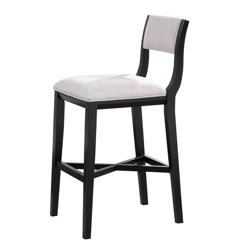 Bowery Hill Modern Solid Wood Black with Gray Fabric Bar Stool